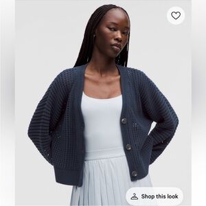 Lululemon Cotton Crochet Mesh Relaxed-Fit Cardigan | Club Blue | Size: S
